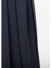 Cold Shoulder Navy Blue Chiffon Slit Long Prom Dress